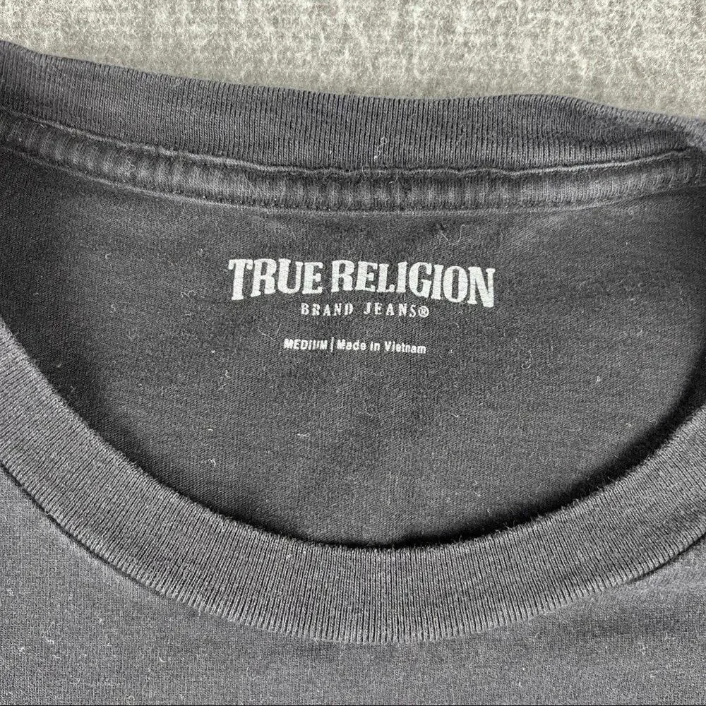 True Religion Mens Onyx Buddha Graphic‎ Print Cotton T Shirt Sz Medium